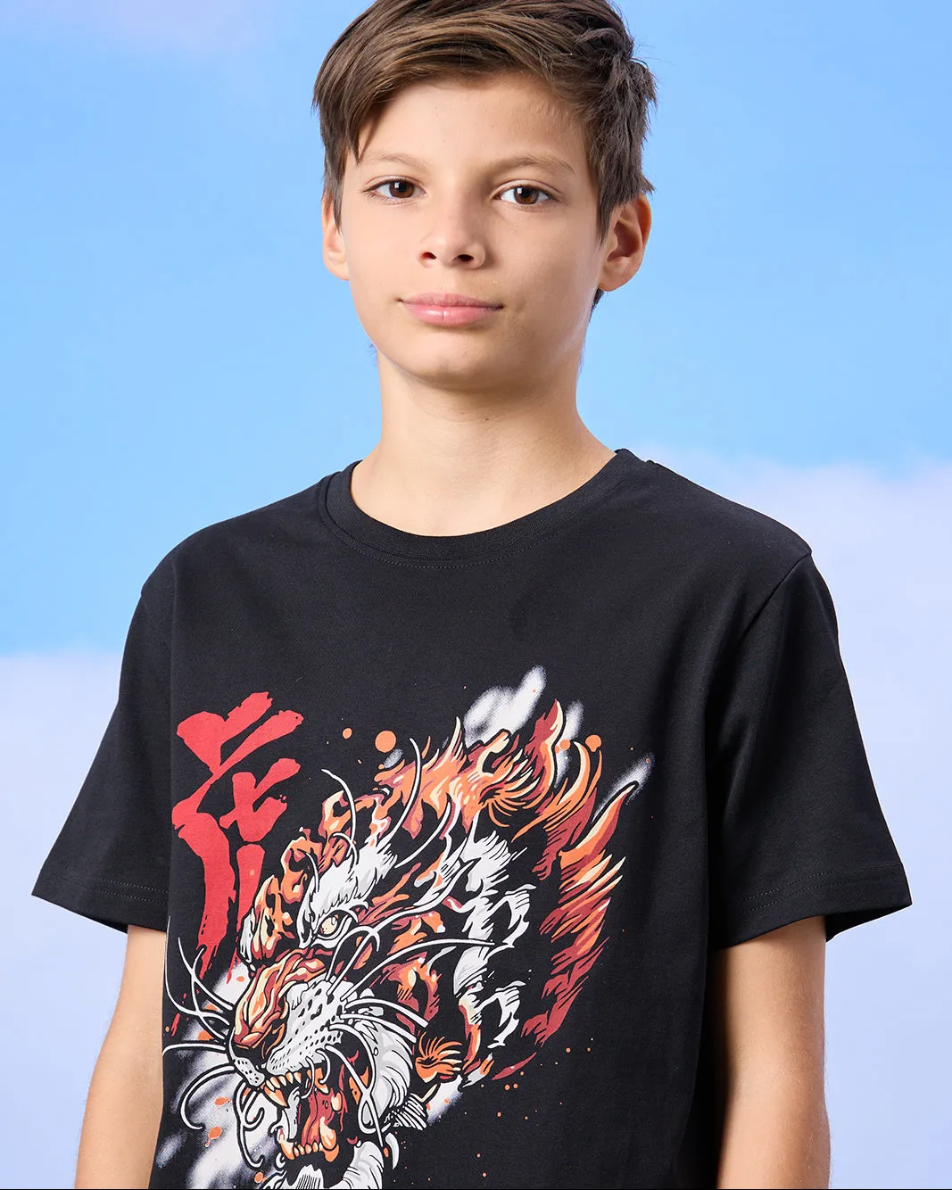 Senior Boys Black Tiger Face Print T-Shirt sold by Redtag product image thumbnail 4