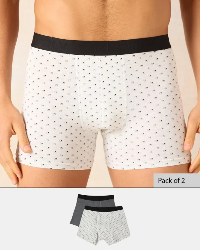 Men Ecru And Charcoal Boxers Brief Set (Pack of 2) sold by Redtag
