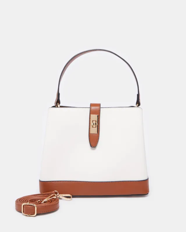 Women White And Beige Bucket Bag sold by Redtag