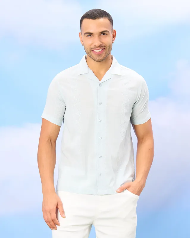 Men Blue Embroidered Casual Shirt sold by Redtag