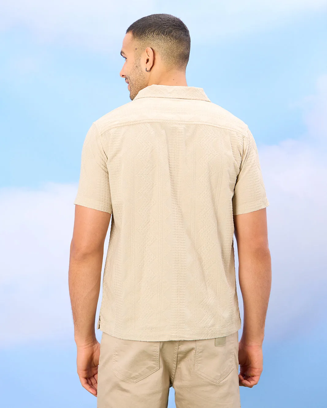 Men Beige Textured Casual Shirt sold by Redtag product image thumbnail 3