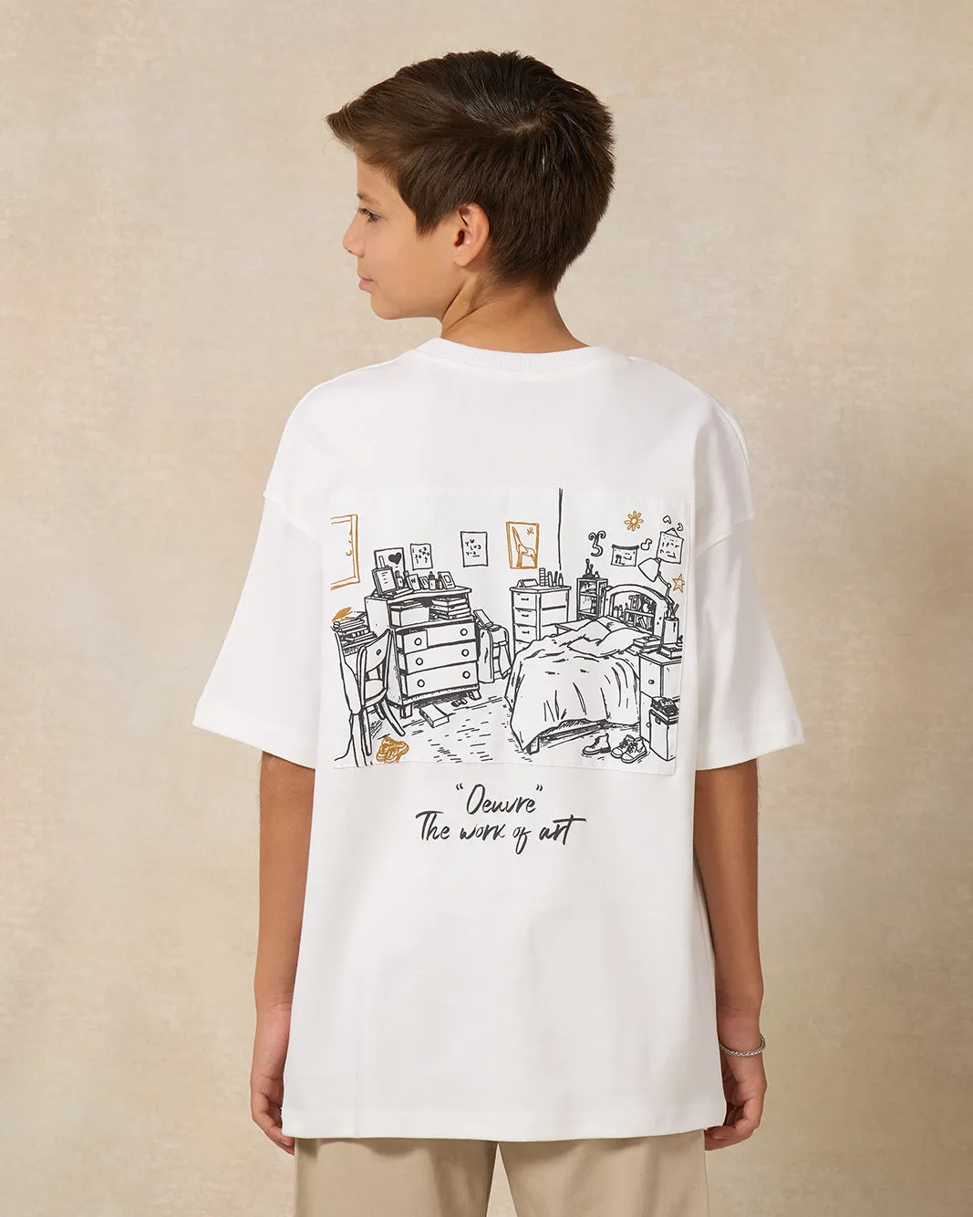 Senior Boys White The Work Of Art Oversize T-Shirt sold by Redtag product image thumbnail 3