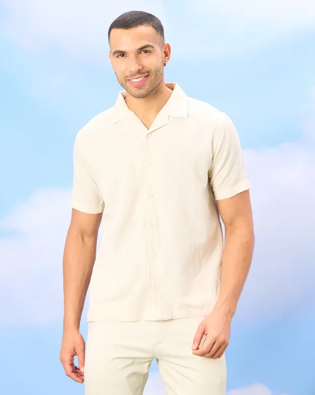 Men Beige Short Sleeved Casual Shirt sold by Redtag