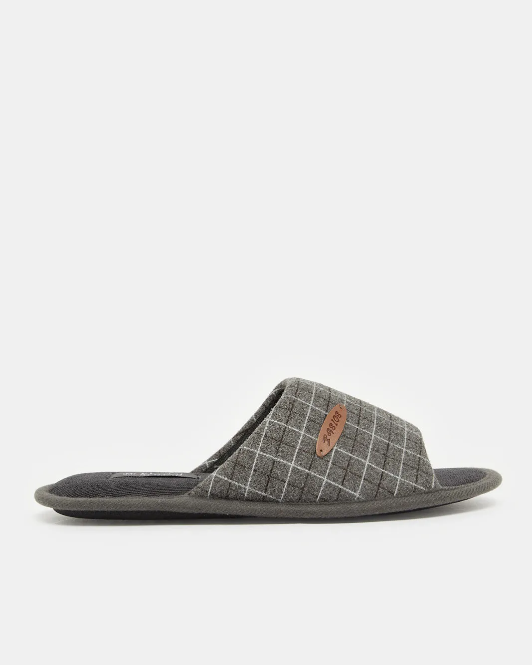 Men Grey Checkered Slipper sold by Redtag