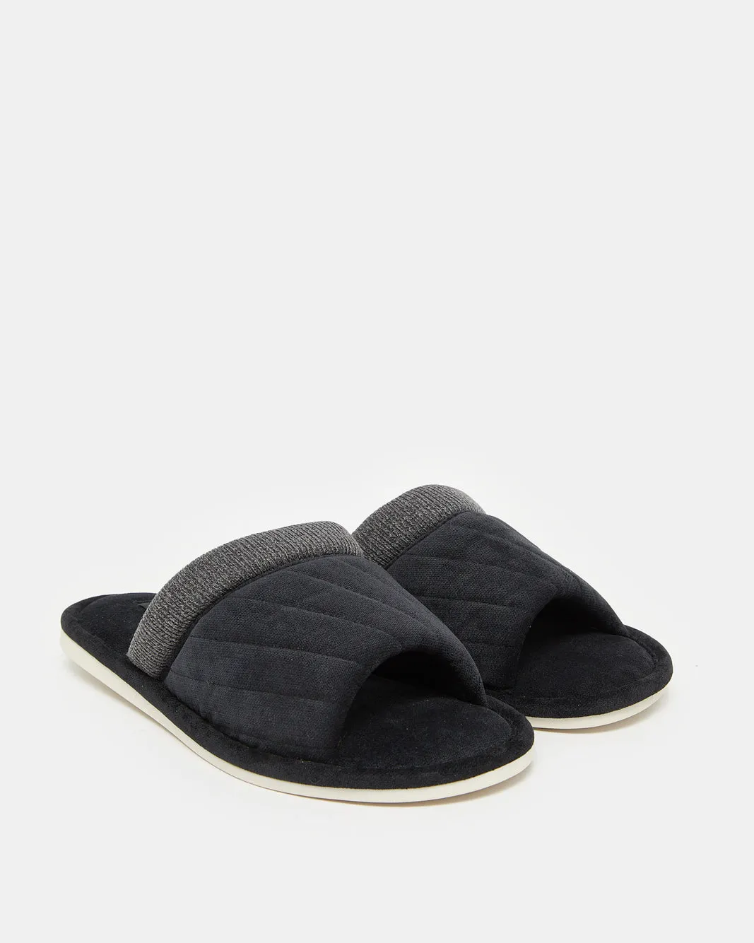 Men Black Textured Slipper sold by Redtag product image thumbnail 2