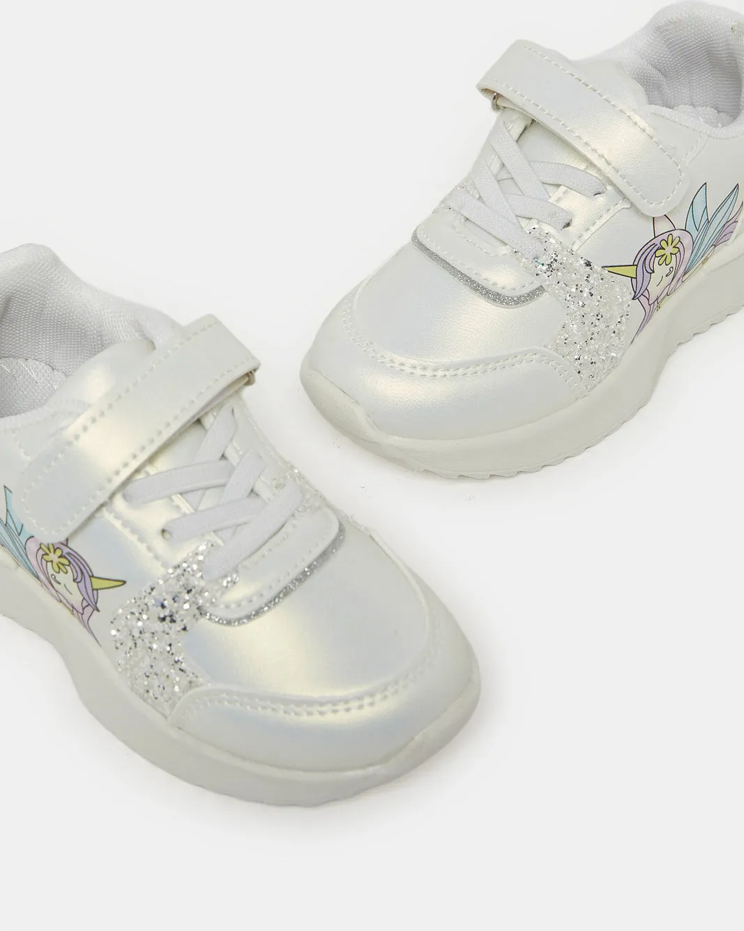 Girls White Unicorn Trainer sold by Redtag product image thumbnail 3