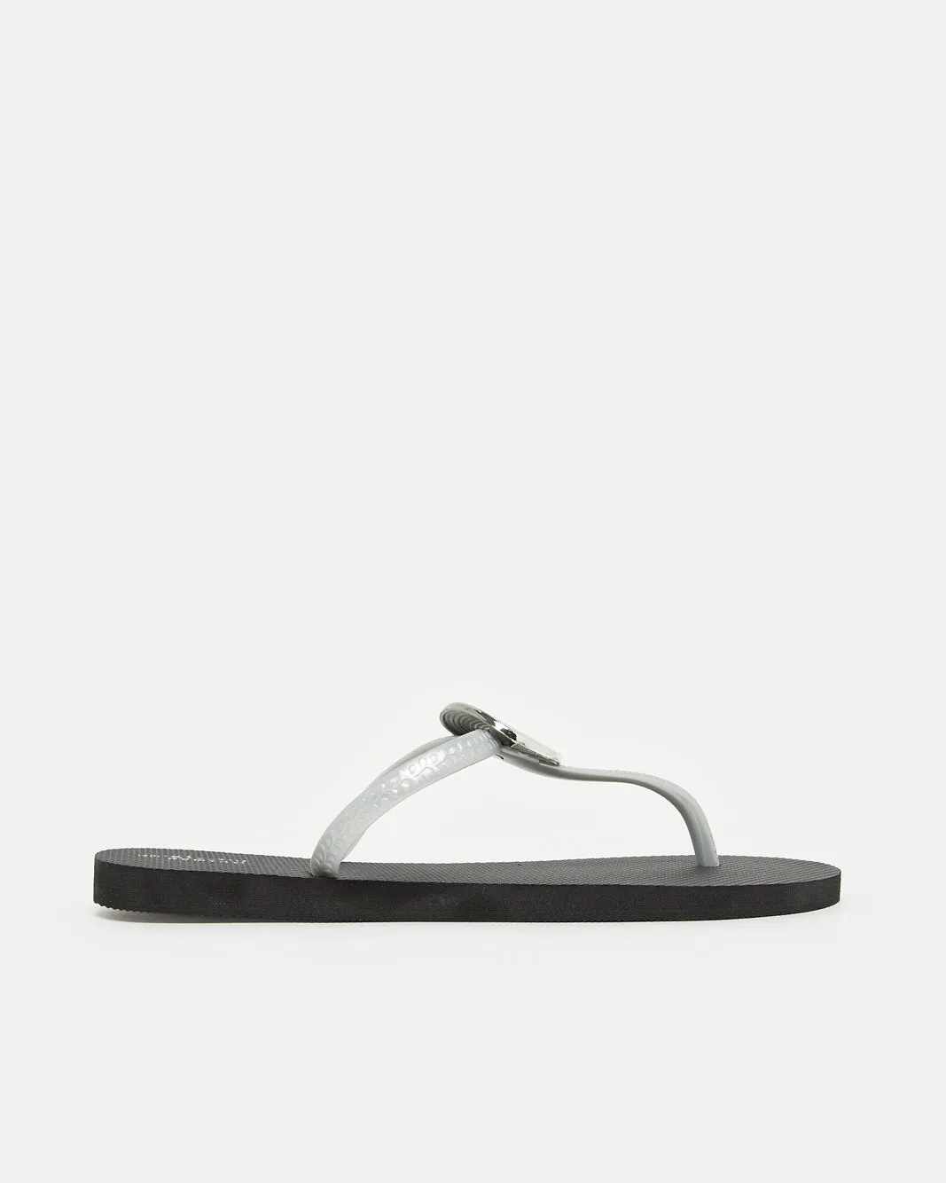 Women Black With Silver Buckle Trim Flip Flop sold by Redtag