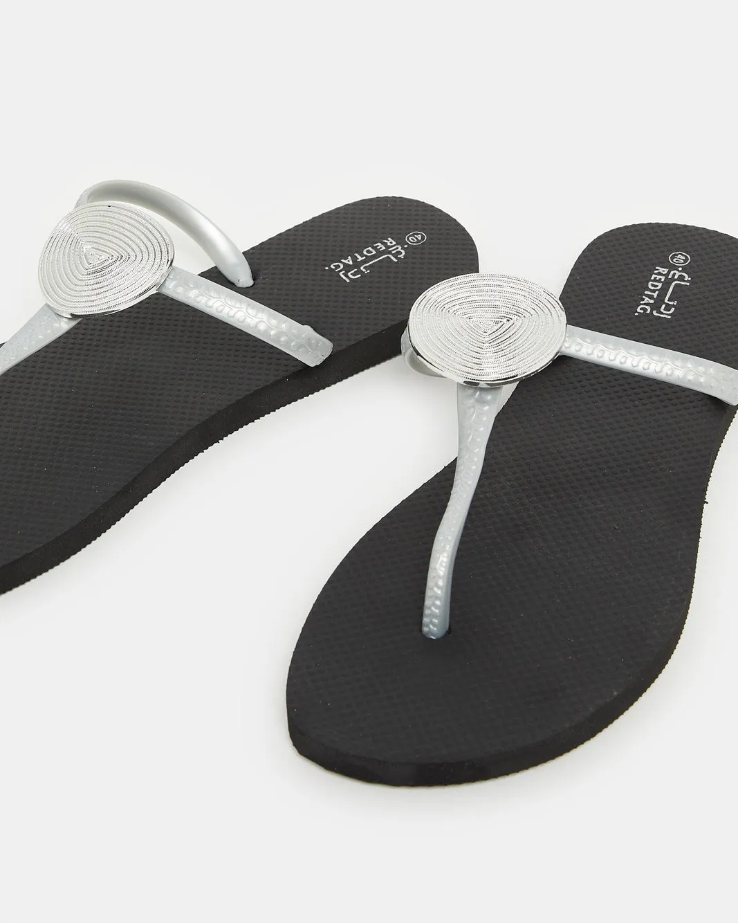 Women Black With Silver Buckle Trim Flip Flop sold by Redtag product image thumbnail 3