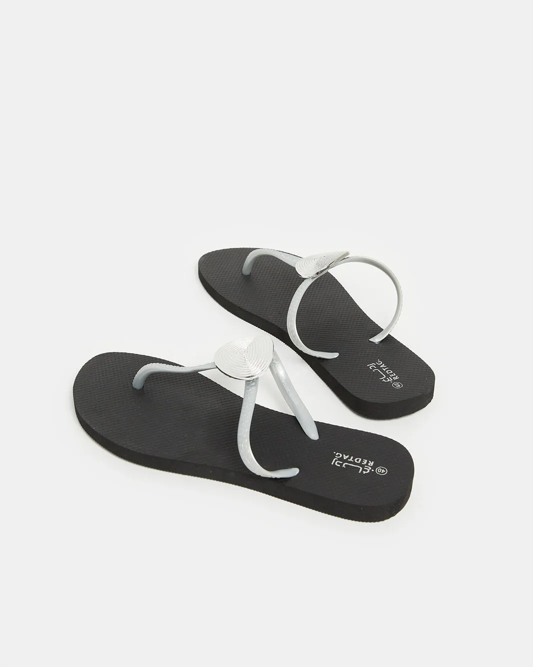 Women Black With Silver Buckle Trim Flip Flop sold by Redtag product image thumbnail 4