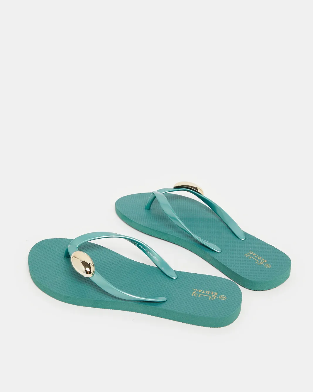 Women Green Embellished With Gold Trim Flip Flop sold by Redtag product image thumbnail 4