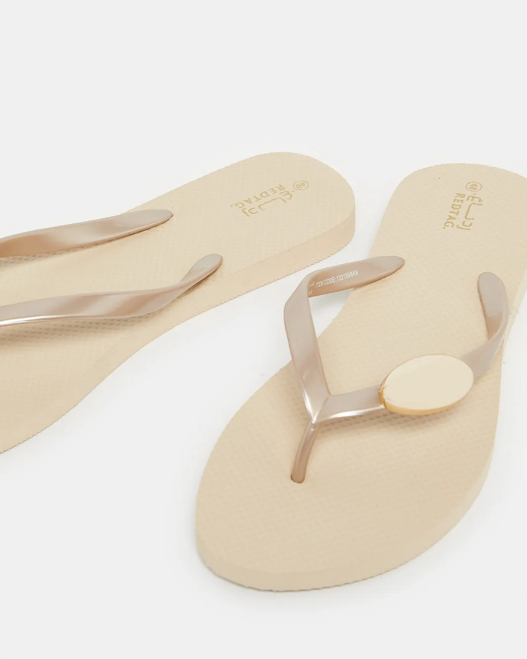 Women Beige With Gold Trim Flip Flop sold by Redtag product image thumbnail 3