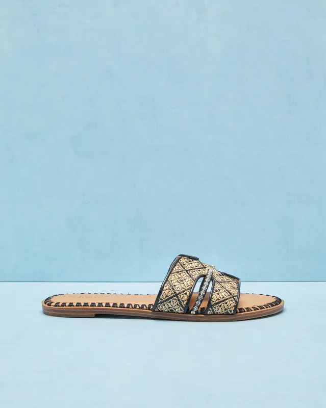 Women Beige And Black H Upper Weaved Mule sold by Redtag