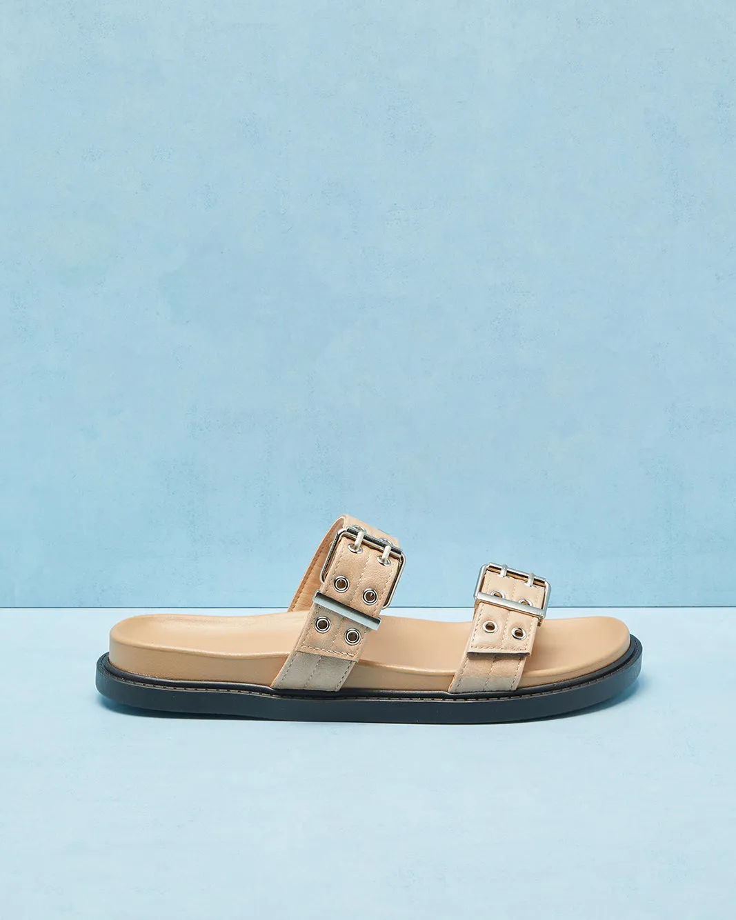 Women Beige Comfort Buckle Trim Mule sold by Redtag