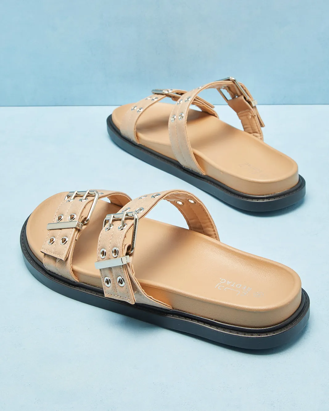 Women Beige Comfort Buckle Trim Mule sold by Redtag product image thumbnail 4