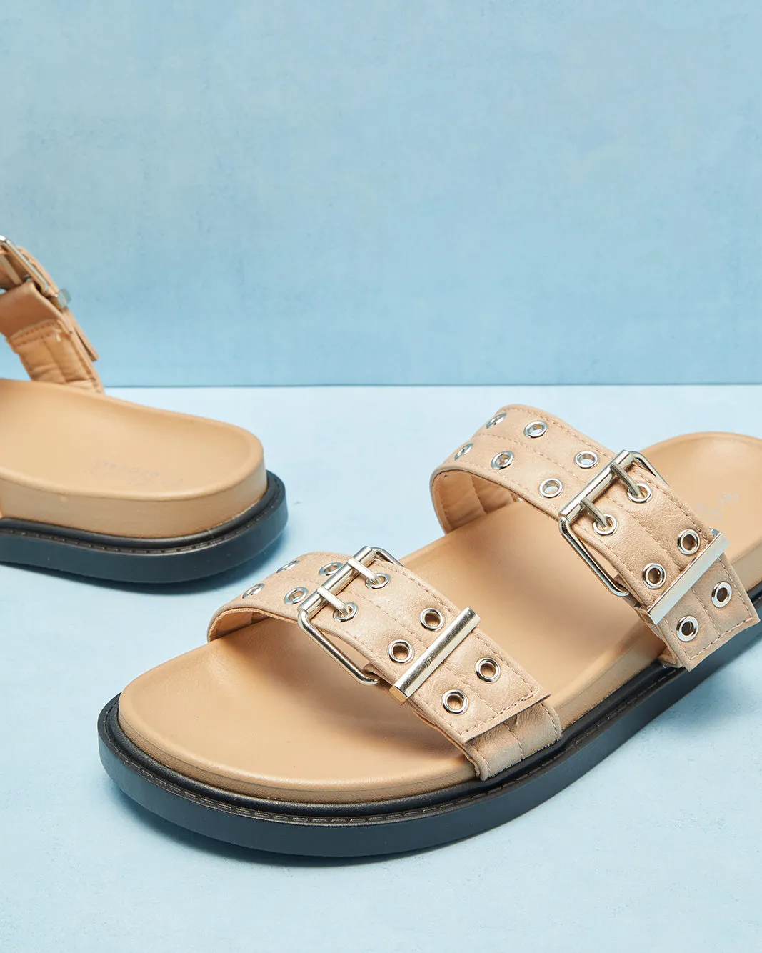 Women Beige Comfort Buckle Trim Mule sold by Redtag product image thumbnail 3