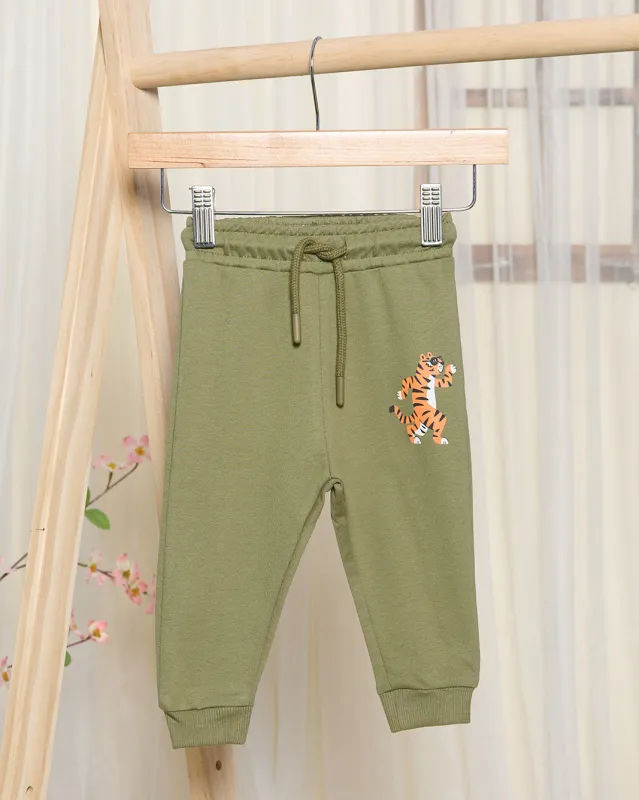 Infant Boys Olive Tiger Active Pants sold by Redtag