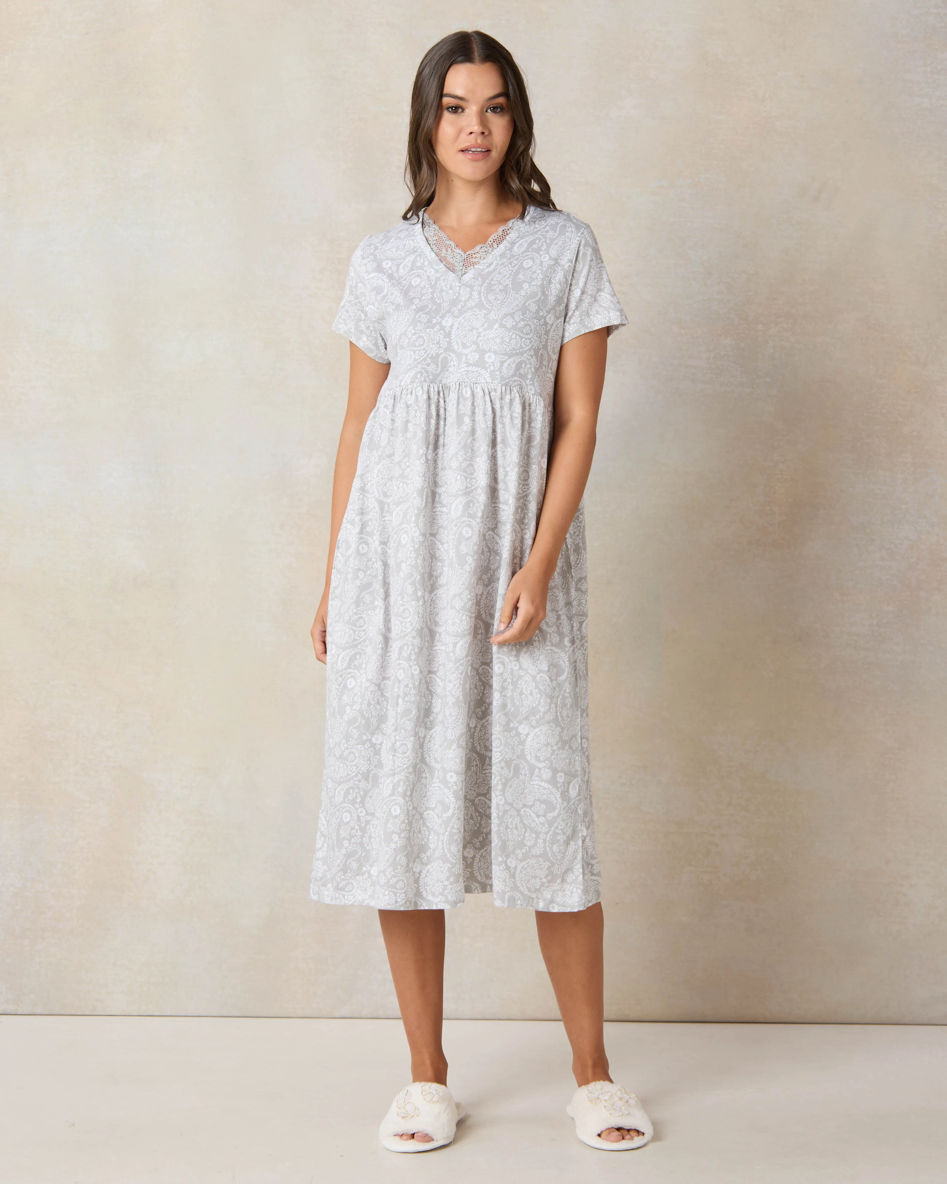 Women Blue Printed Nightgown sold by Redtag