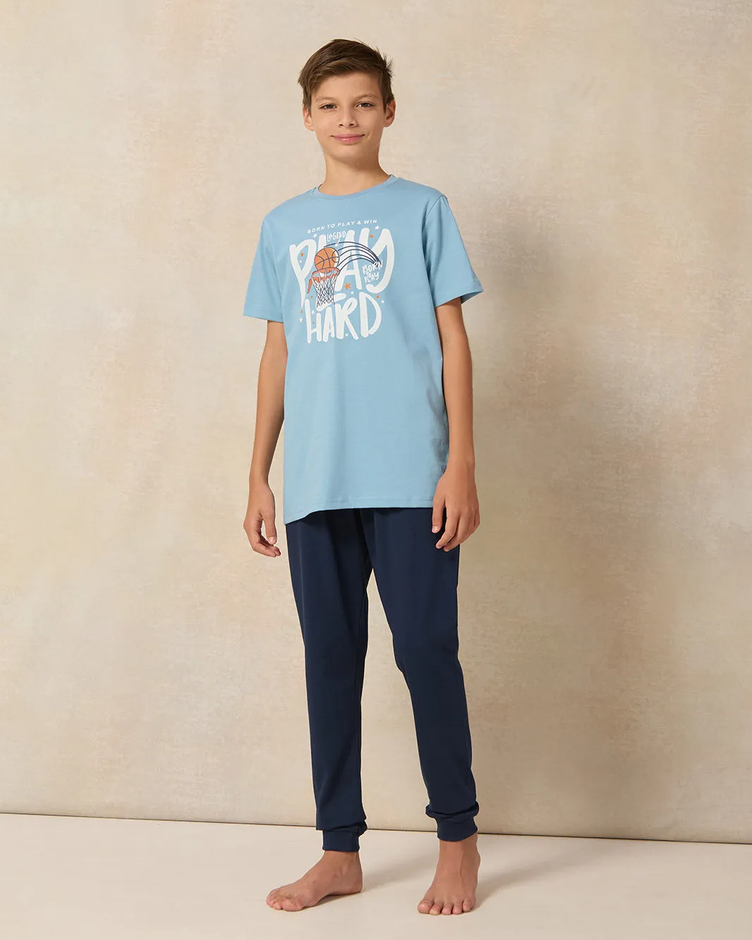 Senior Boys Blue And Navy Play Hard Pyjama Set (2 Piece) sold by Redtag