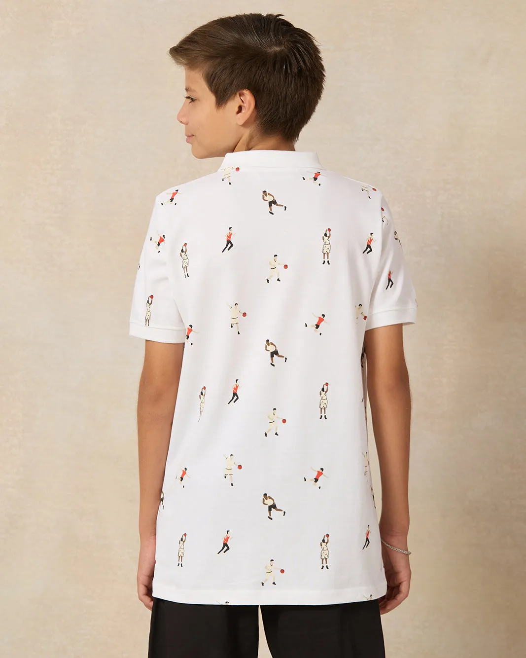 Senior Boys White Printed Polo T-shirt sold by Redtag product image thumbnail 3