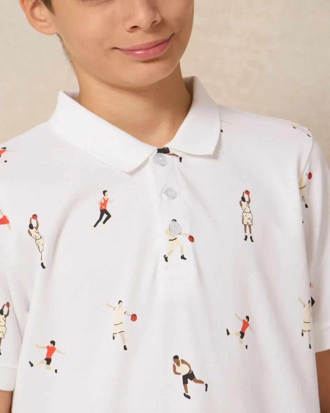 Senior Boys White Printed Polo T-shirt sold by Redtag product image thumbnail 4
