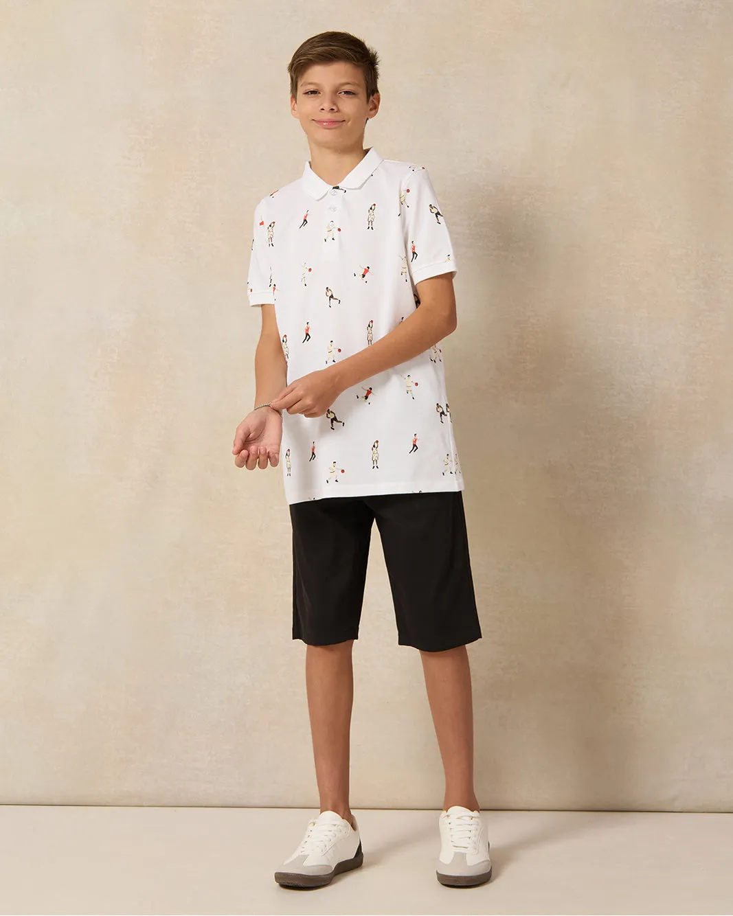 Senior Boys White Printed Polo T-shirt sold by Redtag product image thumbnail 2