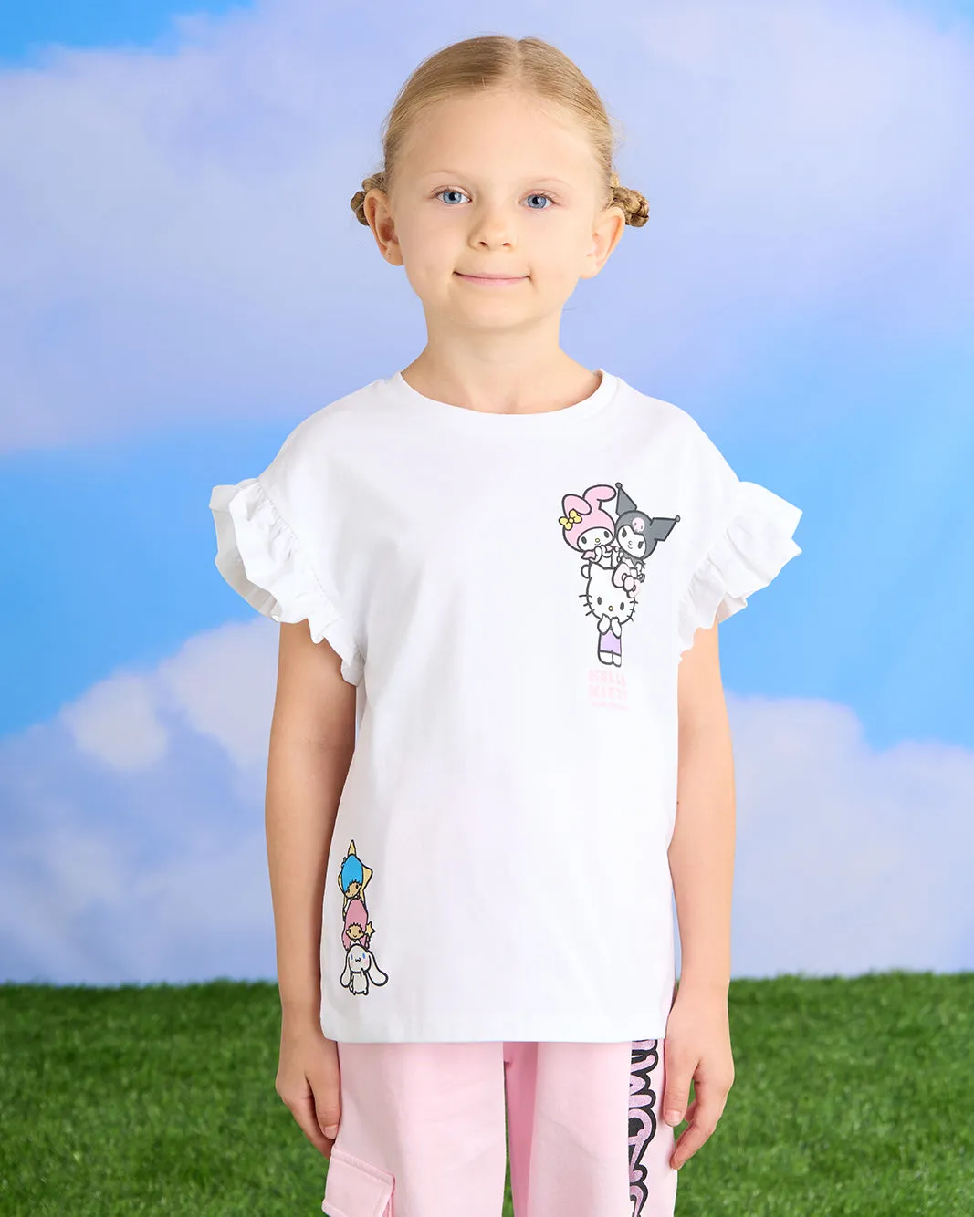 Girls White Hello Kitty & Friends Glitter Printed T-Shirt sold by Redtag