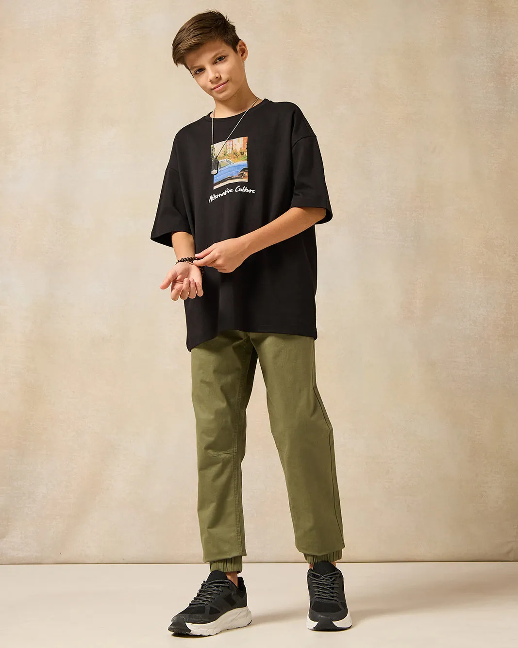Senior Boys Olive Pull On Joggers sold by Redtag product image thumbnail 2