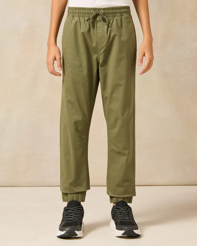 Senior Boys Olive Pull On Joggers sold by Redtag