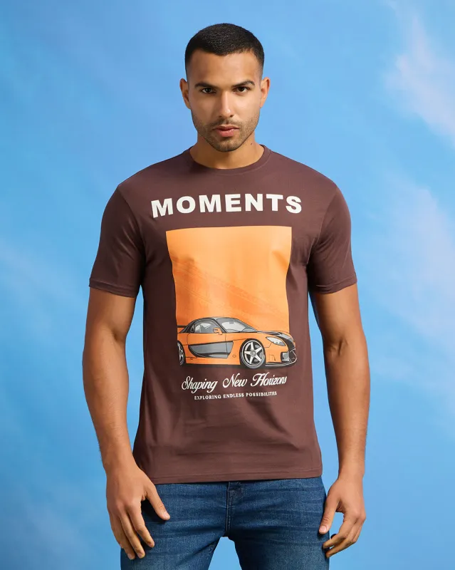 Men Brown Graphic T-Shirt sold by Redtag