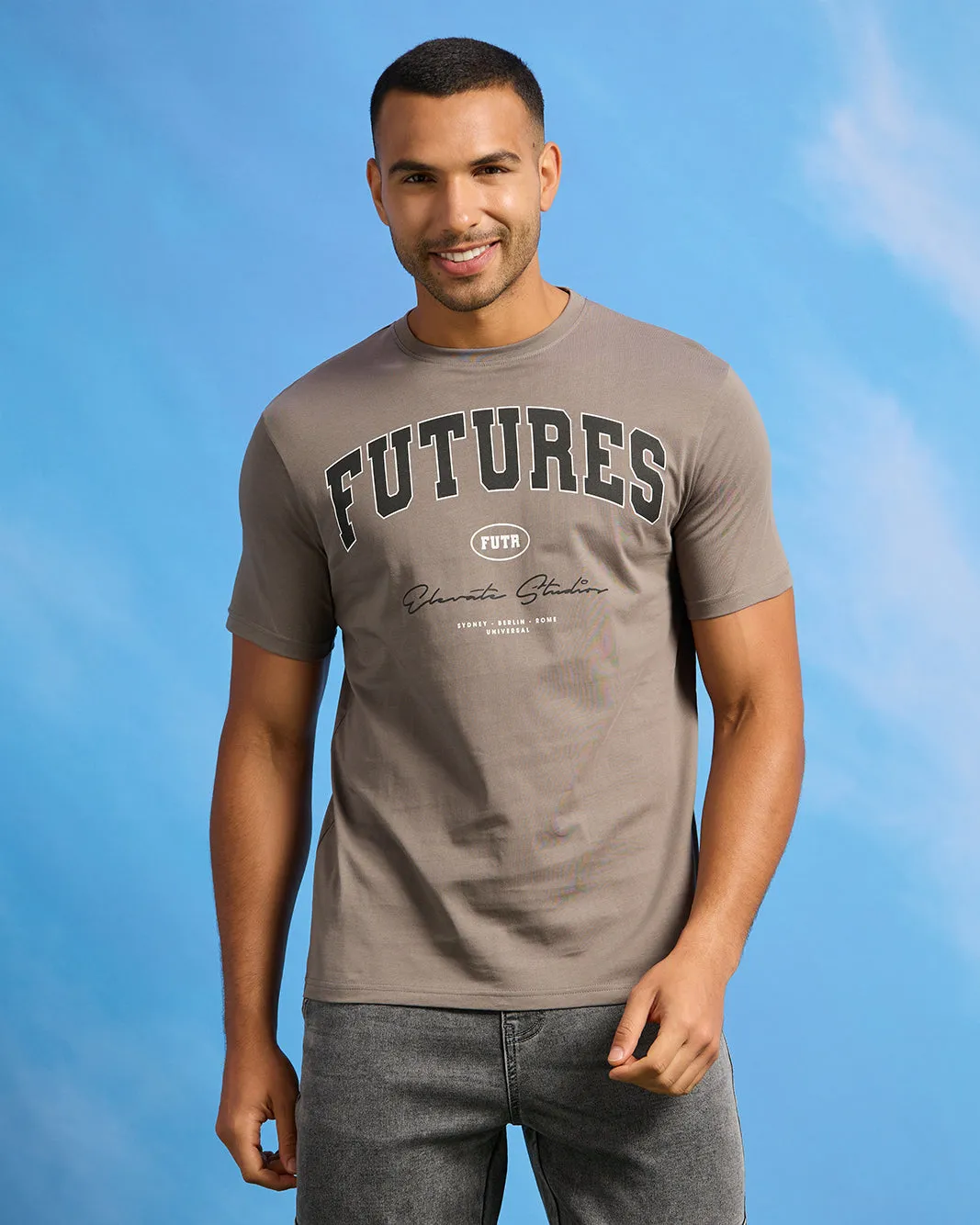 Men Grey Graphic T-Shirt sold by Redtag