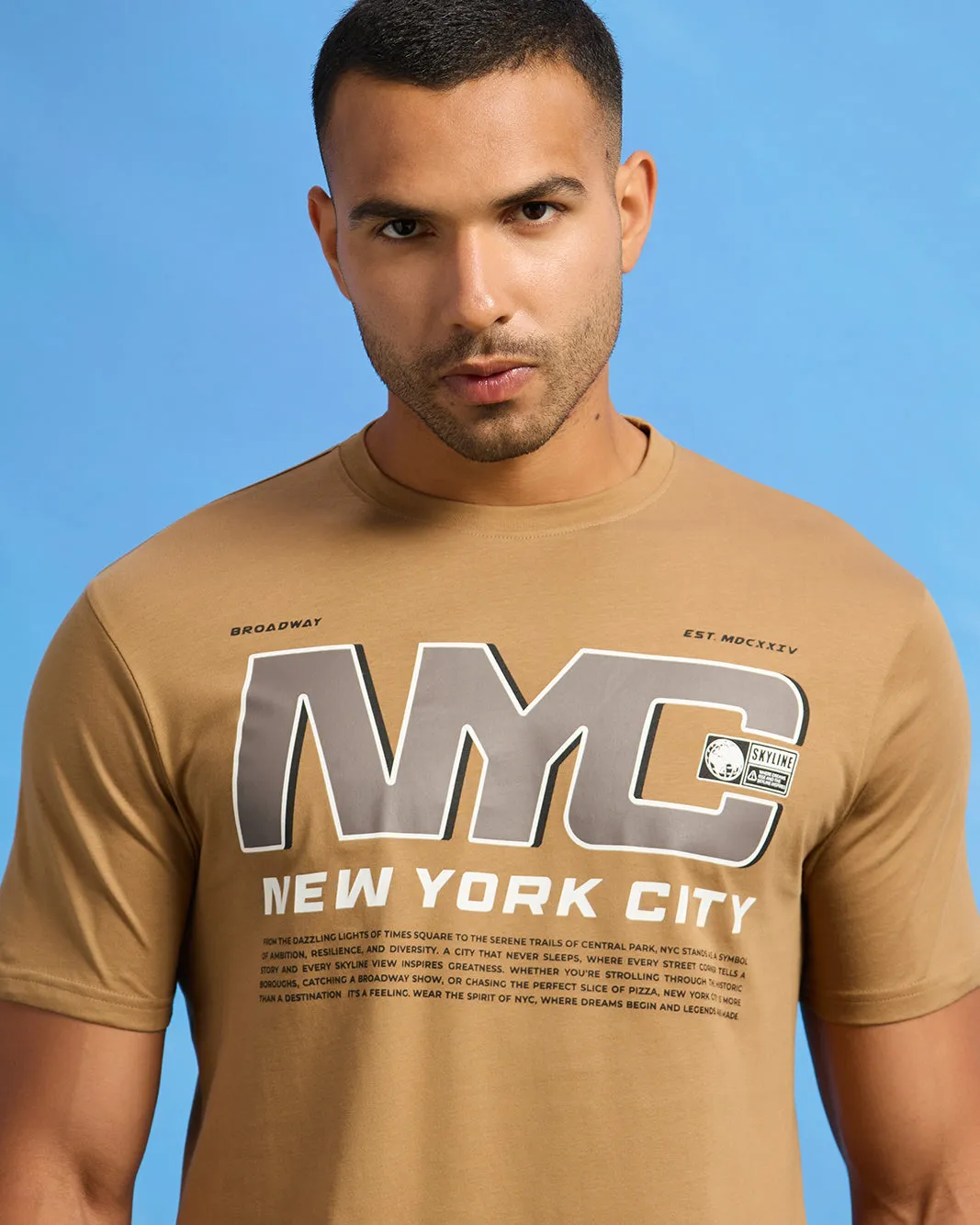 Men Mustard Graphic T-Shirt sold by Redtag product image thumbnail 4
