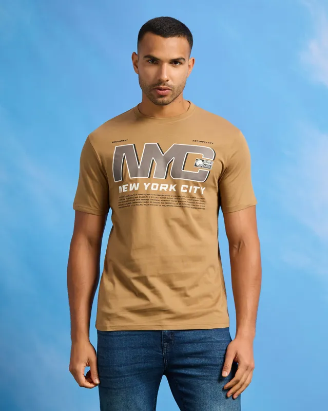 Men Mustard Graphic T-Shirt sold by Redtag