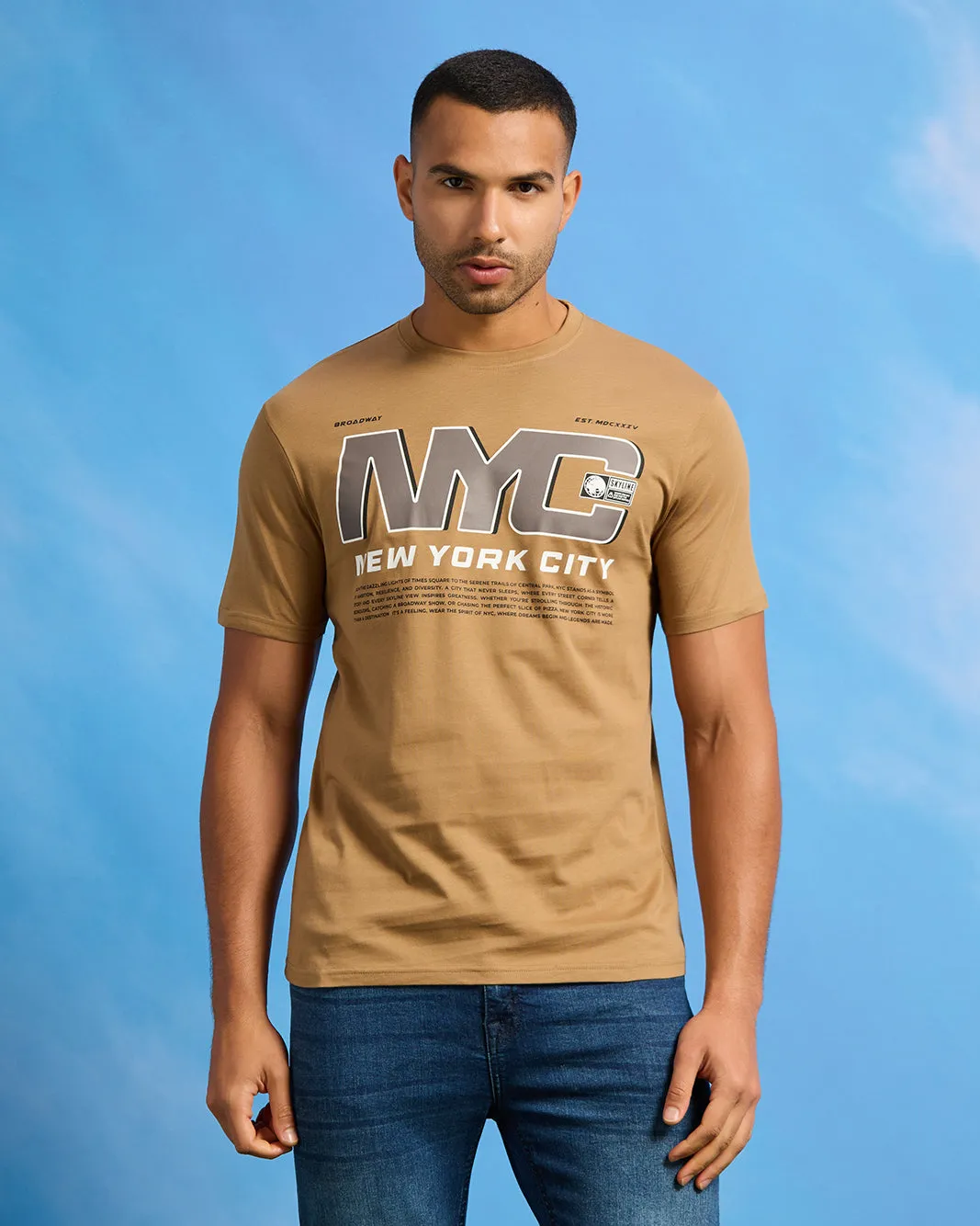 Men Mustard Graphic T-Shirt sold by Redtag