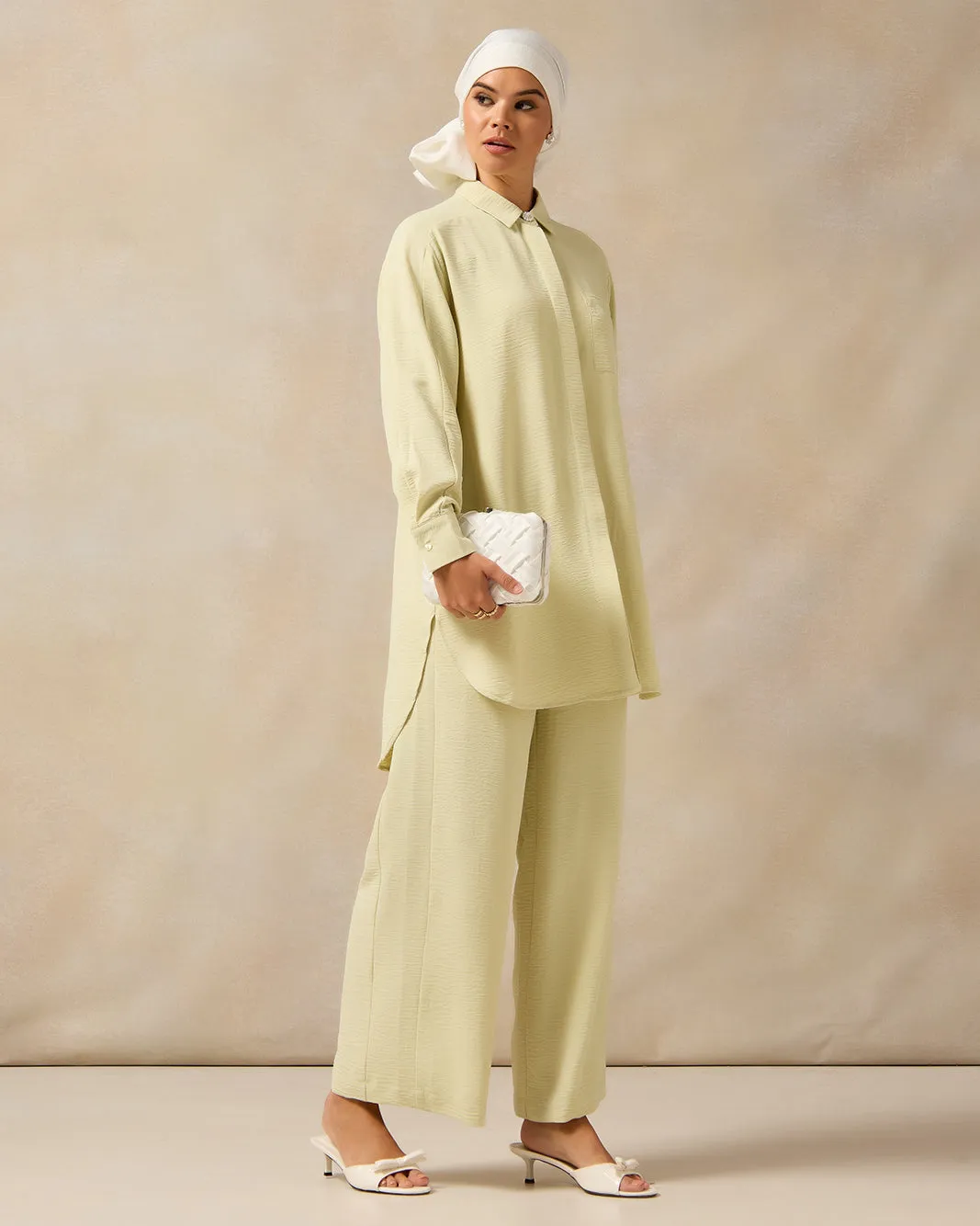 Women Green Long Sleeve Front Button Detail Collar Shirt sold by Redtag product image thumbnail 2