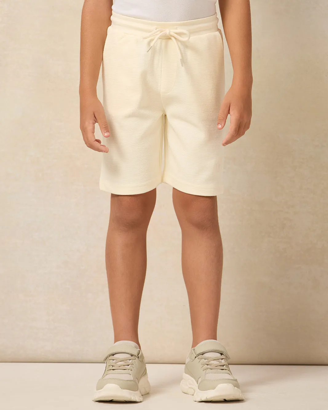 Boys Cream Waffle Shorts sold by Redtag