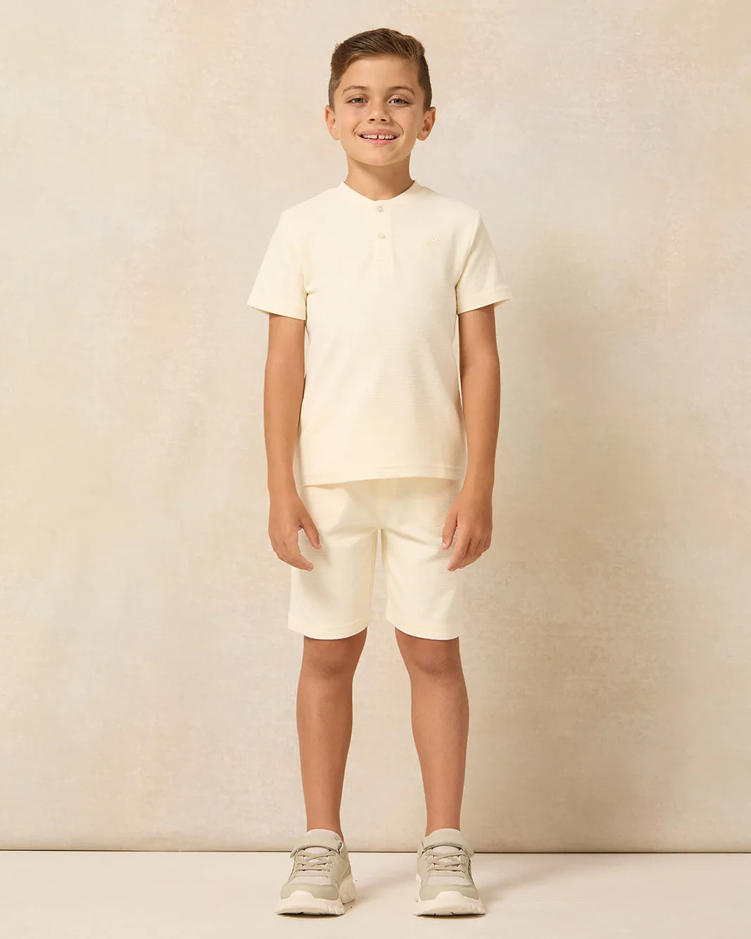 Boys Cream Waffle Shorts sold by Redtag product image thumbnail 2