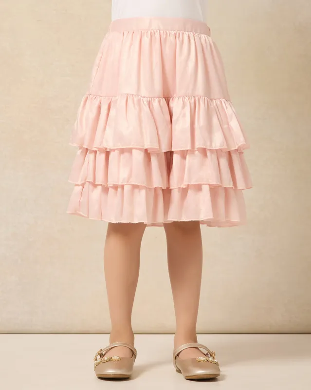 Girls Pink Layered Skirt sold by Redtag