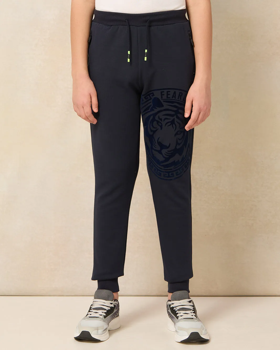 Senior Boys Navy Tiger Flock Print Active Pants sold by Redtag