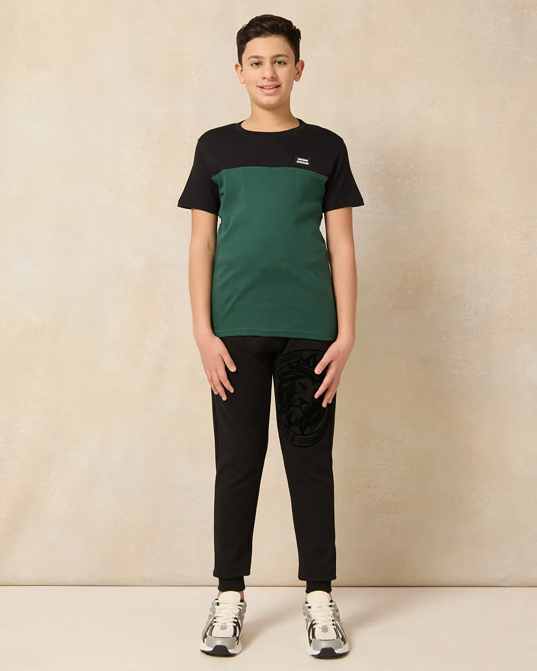 Senior Boys Black Lion Flock Print Active Pants sold by Redtag product image thumbnail 2