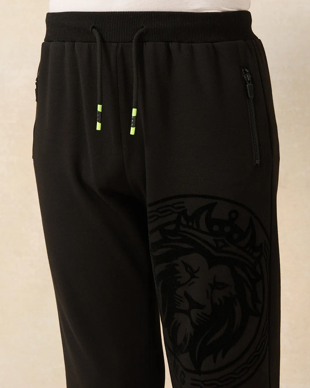 Senior Boys Black Lion Flock Print Active Pants sold by Redtag product image thumbnail 4