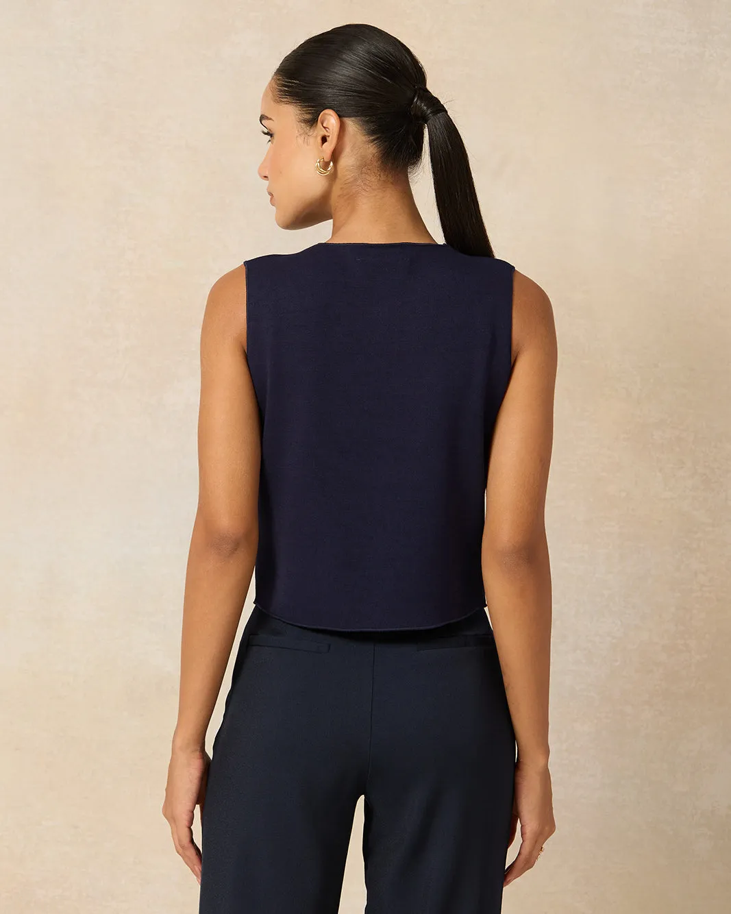 Women Navy Vest With Gold Button sold by Redtag product image thumbnail 3