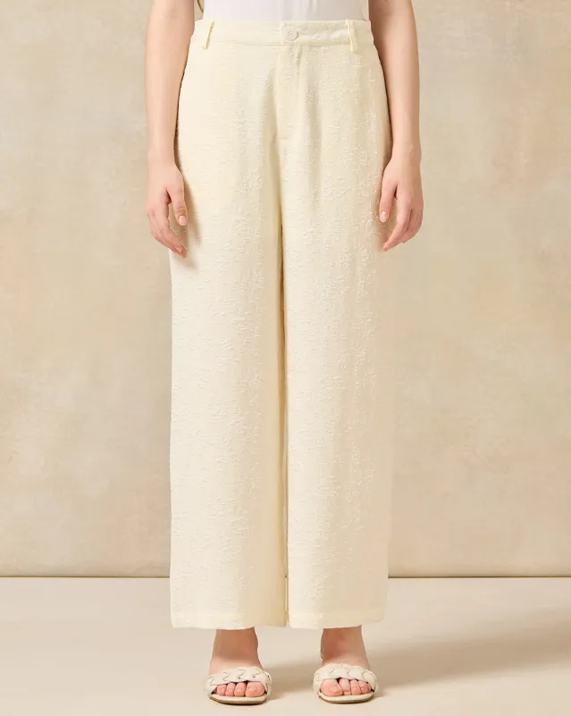 Senior Girls White Jacquard Trouser sold by Redtag