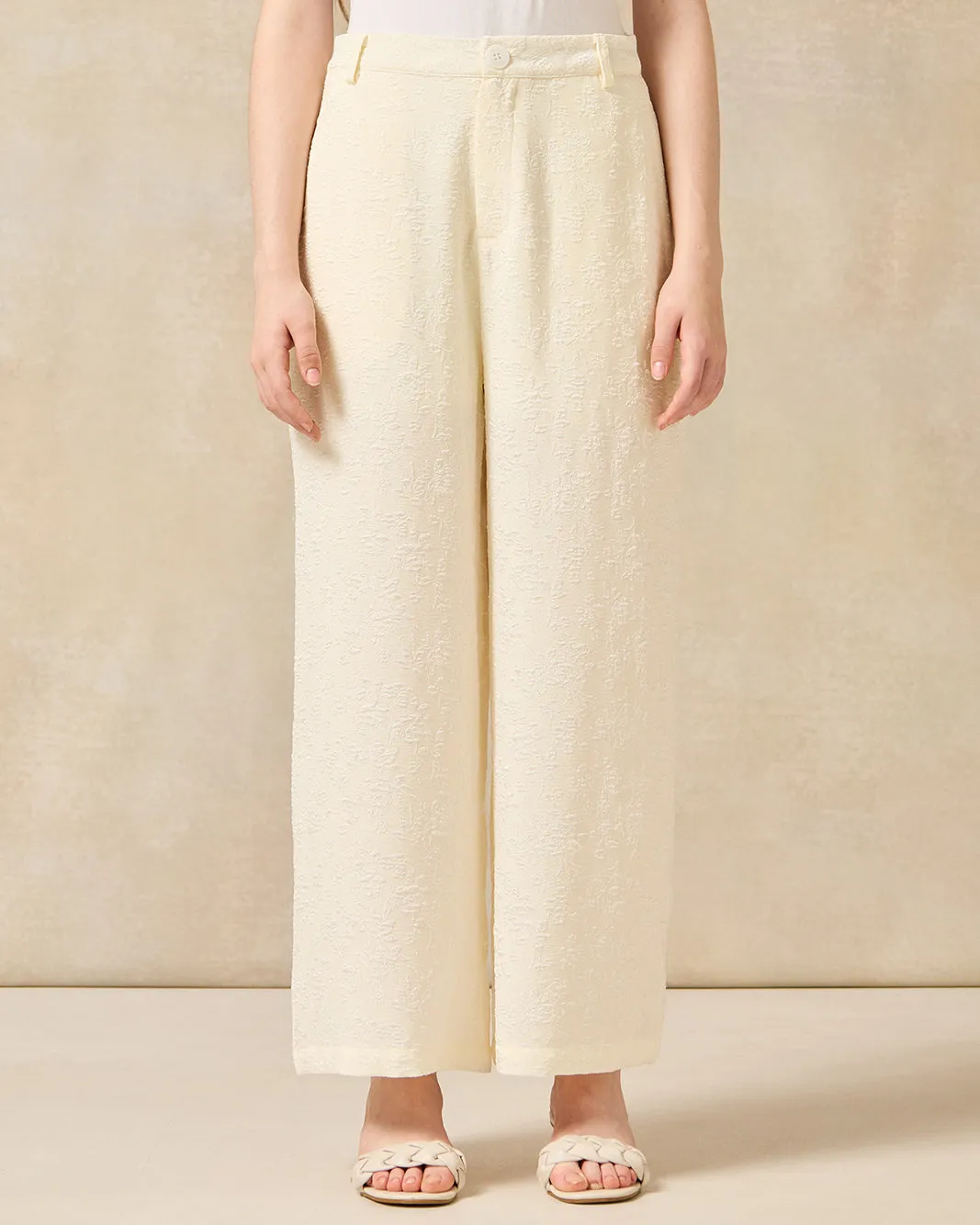 Senior Girls White Jacquard Trouser sold by Redtag