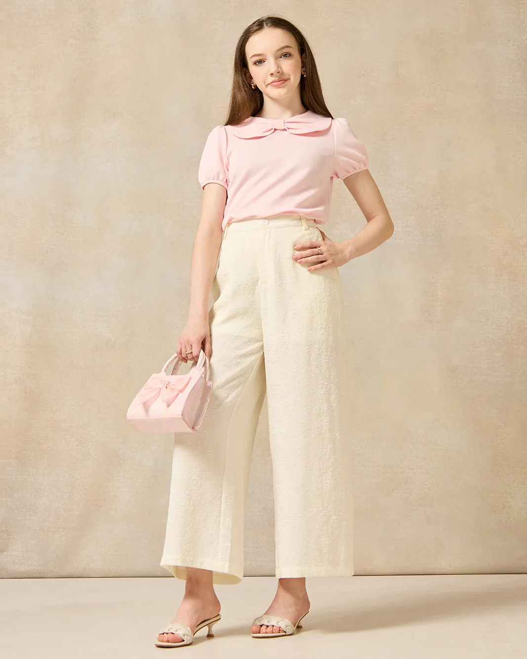 Senior Girls White Jacquard Trouser sold by Redtag product image thumbnail 2