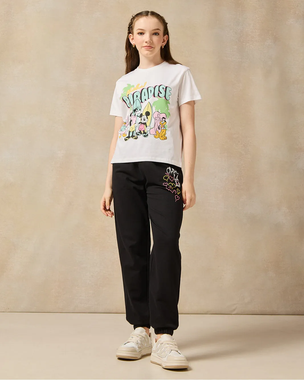 Senior Girls White Mickey Mouse Boxy T-Shirt sold by Redtag product image thumbnail 2