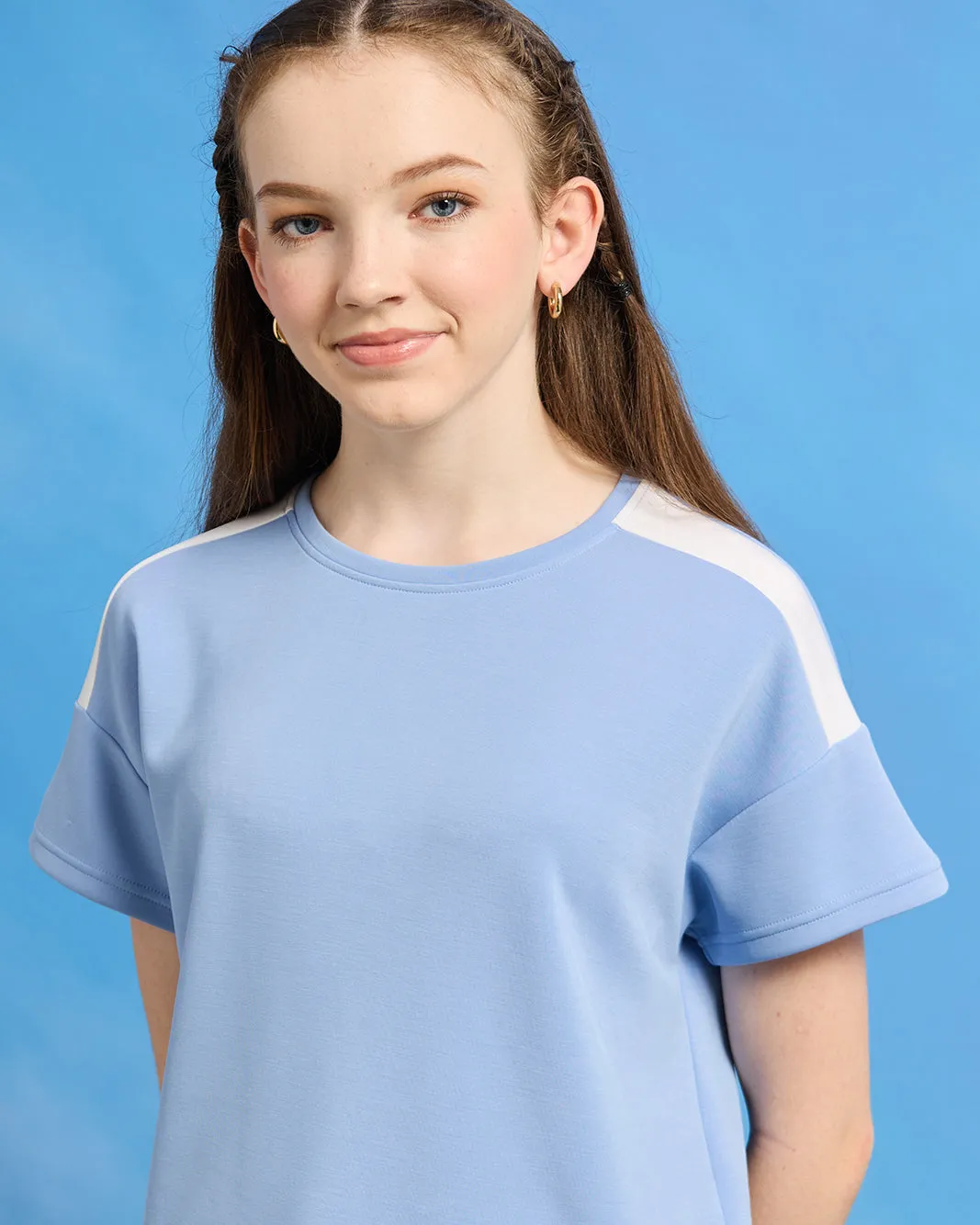 Senior Girls Blue Cut And Sew T-Shirt sold by Redtag product image thumbnail 4