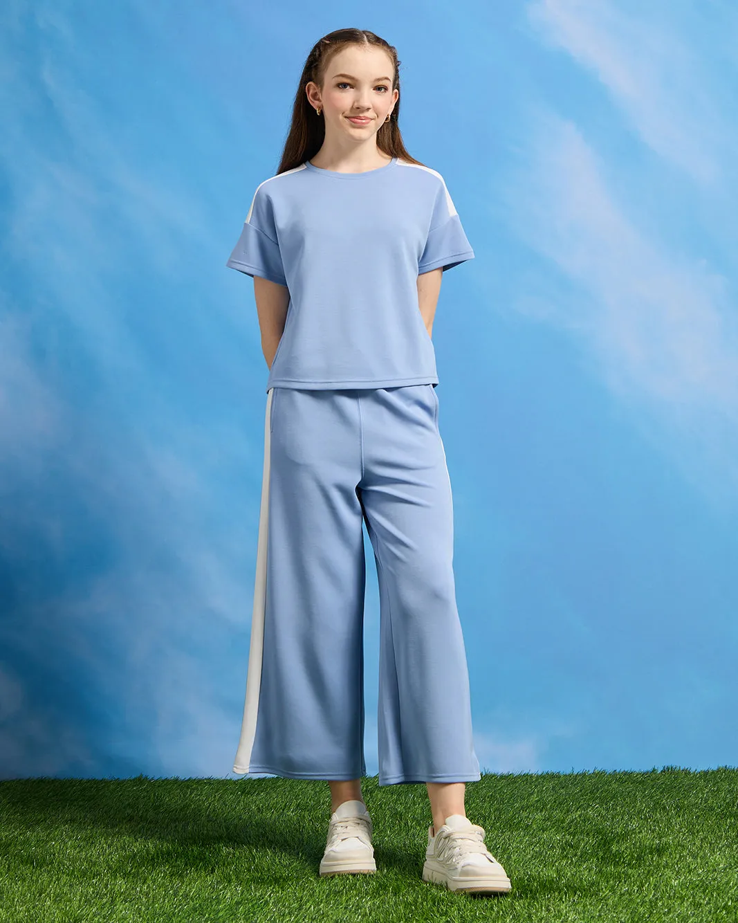Senior Girls Blue Cut And Sew T-Shirt sold by Redtag product image thumbnail 2