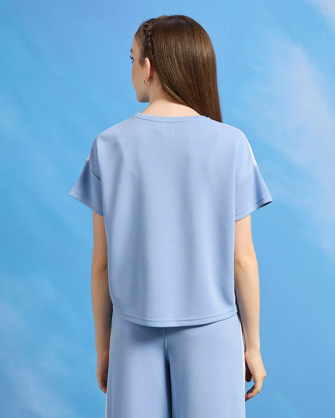 Senior Girls Blue Cut And Sew T-Shirt sold by Redtag product image thumbnail 3