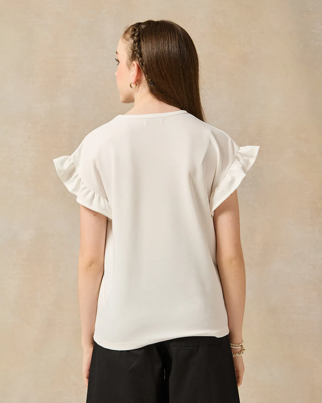 Senior Girls White And Silver Embroidered Top sold by Redtag product image thumbnail 3