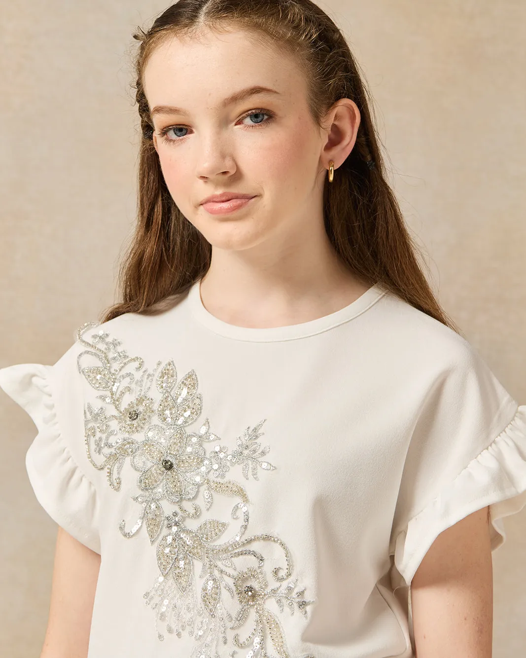 Senior Girls White And Silver Embroidered Top sold by Redtag product image thumbnail 4